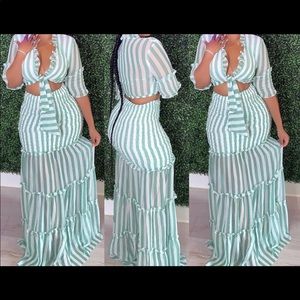 Mint green skirt set